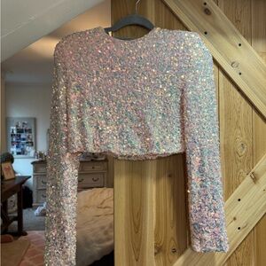 MARBLE Iridescent Pink Sequin Top